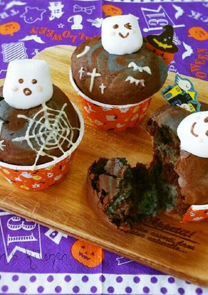 ハロウィンカラーの♥おばけカップケーキ-レシピのメイン写真