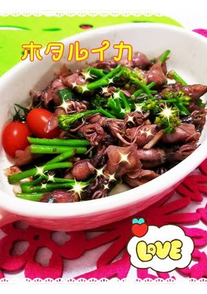 ホタルイカと茎ブロッコリーのアヒージョ-レシピのメイン写真