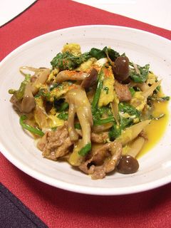 豚肉とごぼうと春菊の卵とじ-レシピのメイン写真