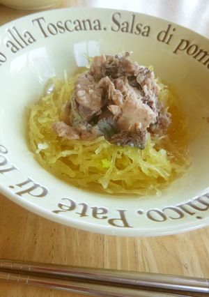 材料2つ♬ そうめん南瓜の鯖水煮乗せ-レシピのメイン写真