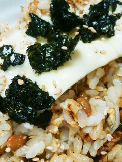 納豆しらす炒飯(チーズと海苔のっけ)-レシピのメイン写真