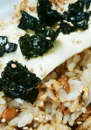納豆しらす炒飯（チーズと海苔のっけ）-レシピのメイン写真