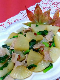 ☆大根と豚肉のピリ辛炒め☆レンジと鍋で!-レシピのメイン写真