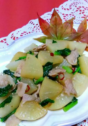 ☆大根と豚肉のピリ辛炒め☆レンジと鍋で！-レシピのメイン写真