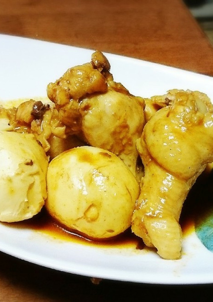 手羽元とゆで玉子のカレー風煮(大家族版)-レシピのメイン写真