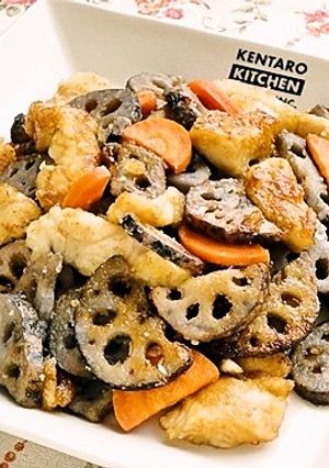 鶏肉と根菜のメープル甘辛炒め-レシピのメイン写真