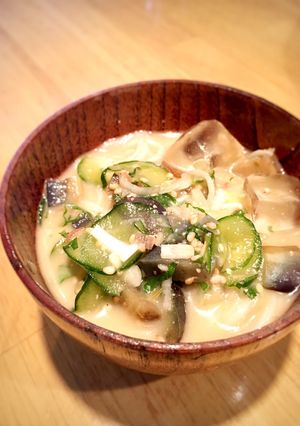 なす煮浸したっぷり冷汁風おそうめん-レシピのメイン写真