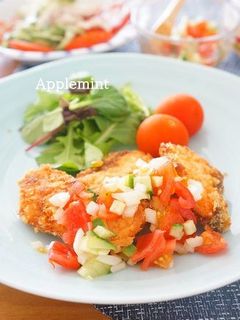 バジル風味の秋鮭フライラビゴットソース-レシピのメイン写真