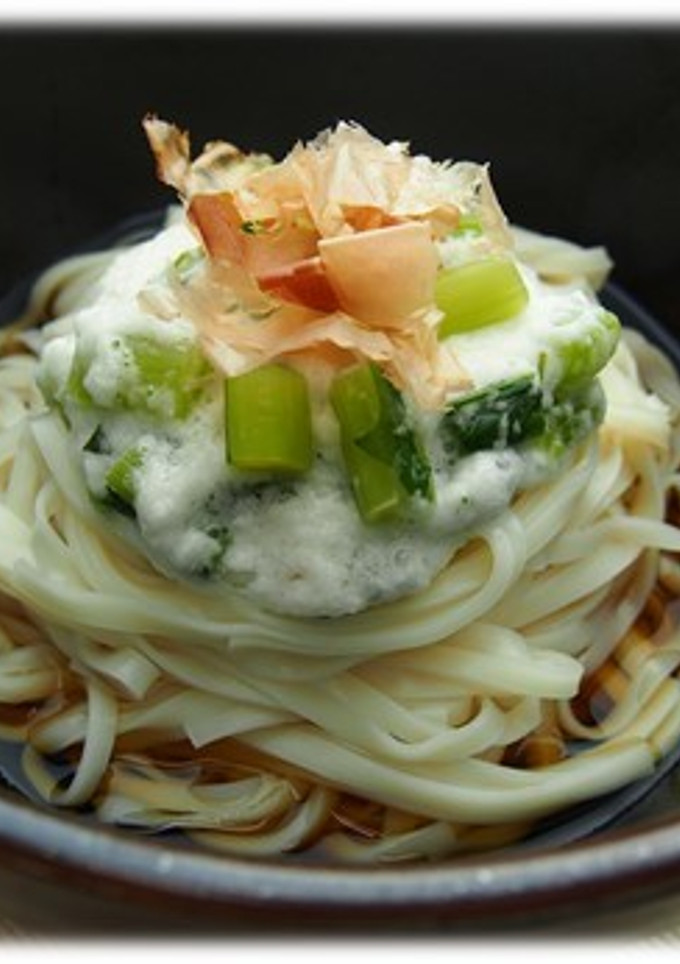 野沢菜漬けととろろのさっぱりざるうどん-レシピのメイン写真