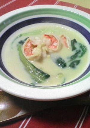 えびとチンゲン菜の豆乳カレースープ♪-レシピのメイン写真