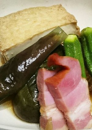 厚揚げとベーコン♪茄子もオクラも煮浸し。-レシピのメイン写真