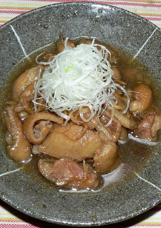 鶏皮の甘辛煮、白髪ネギ添え-レシピのメイン写真