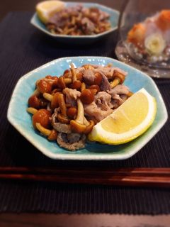 株とりなめこと豚肉の塩バター炒め♡-レシピのメイン写真