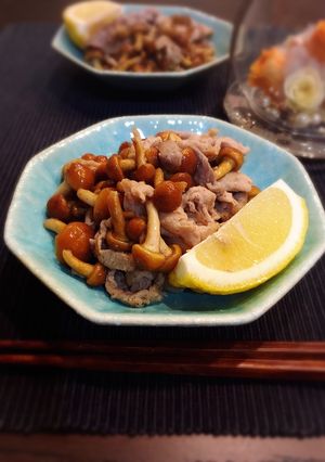 株とりなめこと豚肉の塩バター炒め♡-レシピのメイン写真