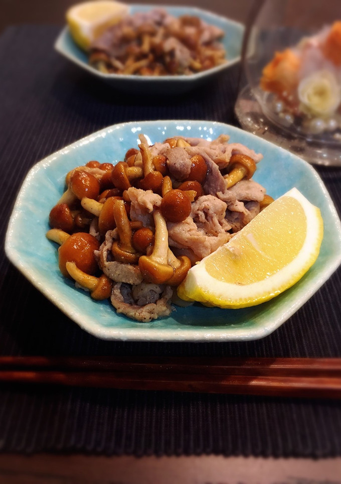 株とりなめこと豚肉の塩バター炒め♡-レシピのメイン写真