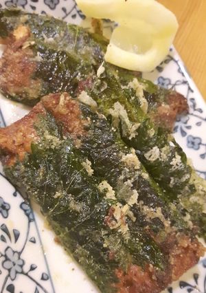 蒲焼き缶詰のシソ巻きサンマソテー-レシピのメイン写真