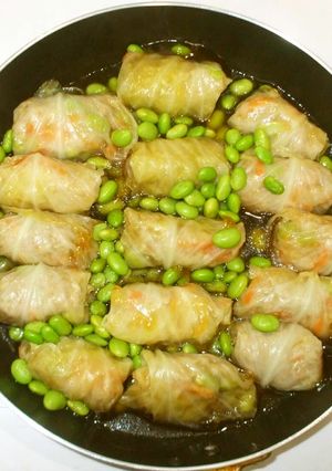和風ロールキャベツ♪簡単枝豆入り-レシピのメイン写真