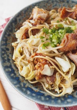 がっつり飯！唐揚げ焼きスパ-レシピのメイン写真