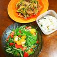 水菜とトマトとグレープフルーツサラダ