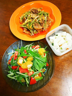 水菜とトマトとグレープフルーツサラダ-レシピのメイン写真