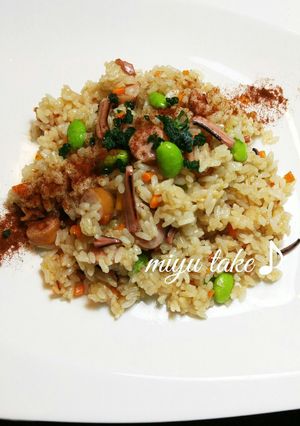 イカの塩辛入り♪洋風焼きピラフ♥-レシピのメイン写真