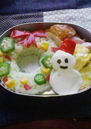クリスマス　リースと仲良し雪だるま弁当★-レシピのメイン写真