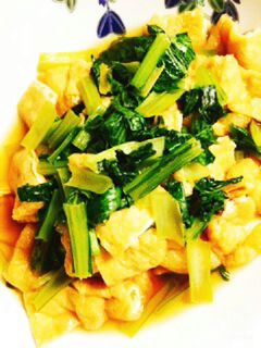白だし+めんつゆで☆小松菜油揚げの炒め煮-レシピのメイン写真