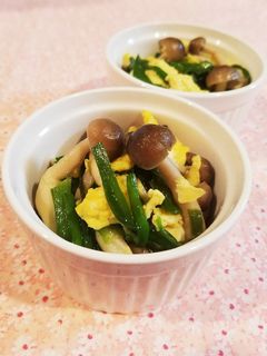 ニラ玉しめじ-レシピのメイン写真