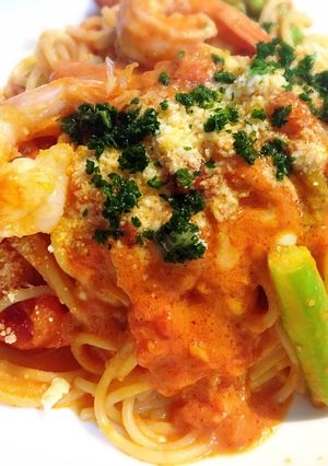 簡単!絶品!海老のトマトクリームパスタ-レシピのメイン写真