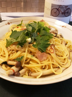 松茸のお吸い物できのことベーコンのパスタ-レシピのメイン写真