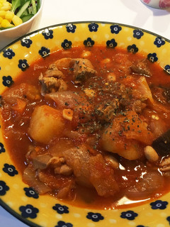 圧力炊飯器で楽チン鶏肉と野菜のトマト煮込-レシピのメイン写真