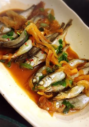 メープルシロップでししゃものオイスター煮-レシピのメイン写真