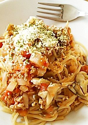 キノコでかさまし！舞茸ミートソースパスタ-レシピのメイン写真