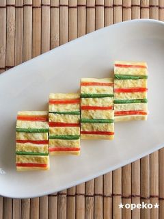 お弁当・おもてなしに☆ストライプ玉子焼き-レシピのメイン写真
