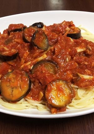 ナスとエリンギのトマトパスタ-レシピのメイン写真
