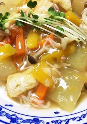 優しいお味♡姫冬瓜の油揚げとカニかま煮♪-レシピのメイン写真