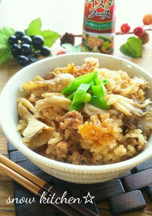 ひき肉と舞茸の炊き込みご飯☆オイマヨ風味-レシピのメイン写真