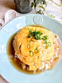 レンジで簡単!かに玉あんかけご飯♡天津飯-レシピのメイン写真