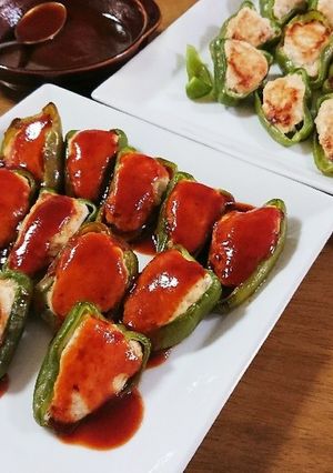 簡単☆糖質オフなピーマンの鶏むね肉詰め-レシピのメイン写真