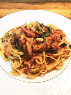 海老とほうれん草のトマトクリームパスタ-レシピのメイン写真