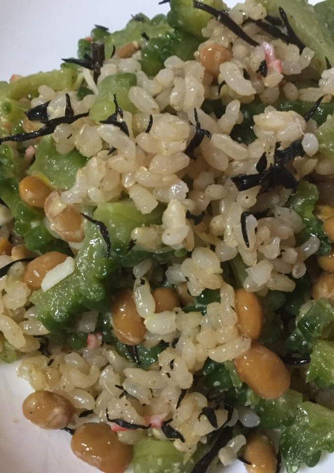 納豆とゴーヤの胡麻和えのご飯-レシピのメイン写真