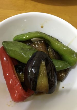 万願寺唐辛子、赤ピーマン、茄子の炒り煮-レシピのメイン写真
