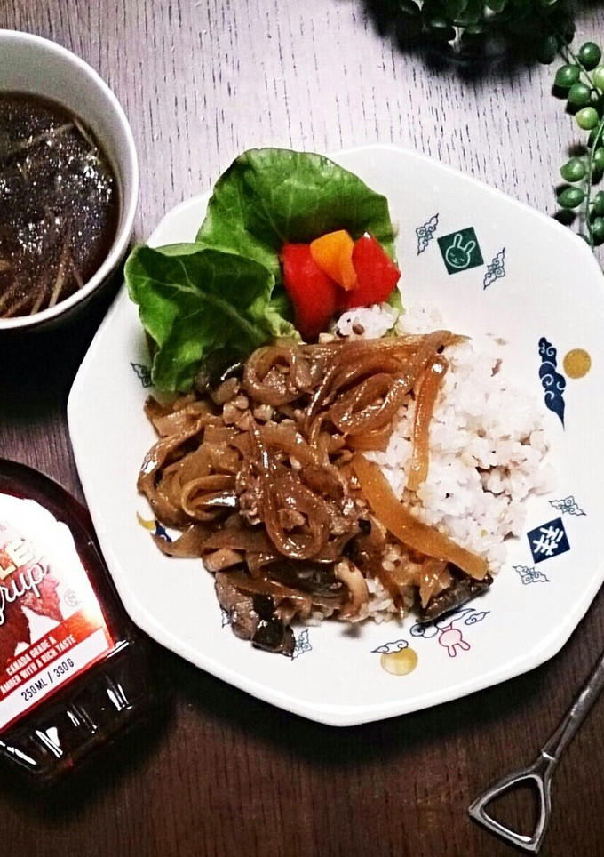 たっぷり玉ねぎときのこの牛丼風-レシピのメイン写真