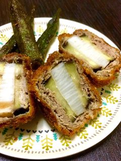 切るとシマシマ!ナスと長芋の肉巻きフライ-レシピのメイン写真