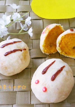 十五夜に♥お月見うさぎのカボチャ饅頭-レシピのメイン写真