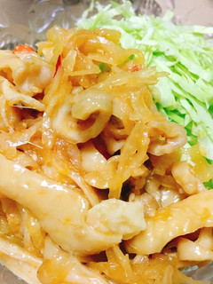 ビールがすすむおつまみ☆ピリ辛鶏皮サラダ-レシピのメイン写真