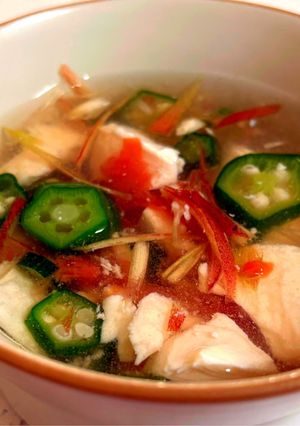 冷たいスープ♡豆腐とオクラの梅風味-レシピのメイン写真