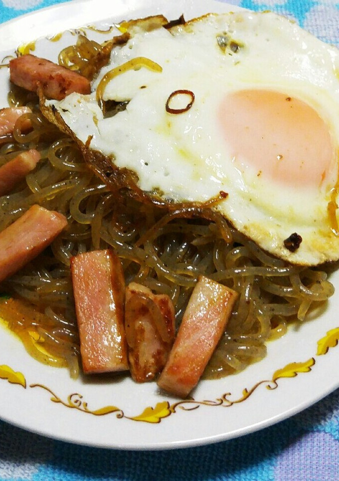 白滝の和洋ペペロンチーノ風目玉焼きのせ｡-レシピのメイン写真