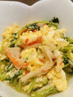 豆苗とカニかまの卵とじ-レシピのメイン写真