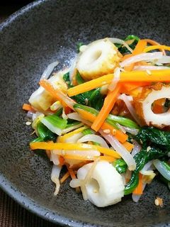 人参ほうれん草もやし竹輪のナムル-レシピのメイン写真